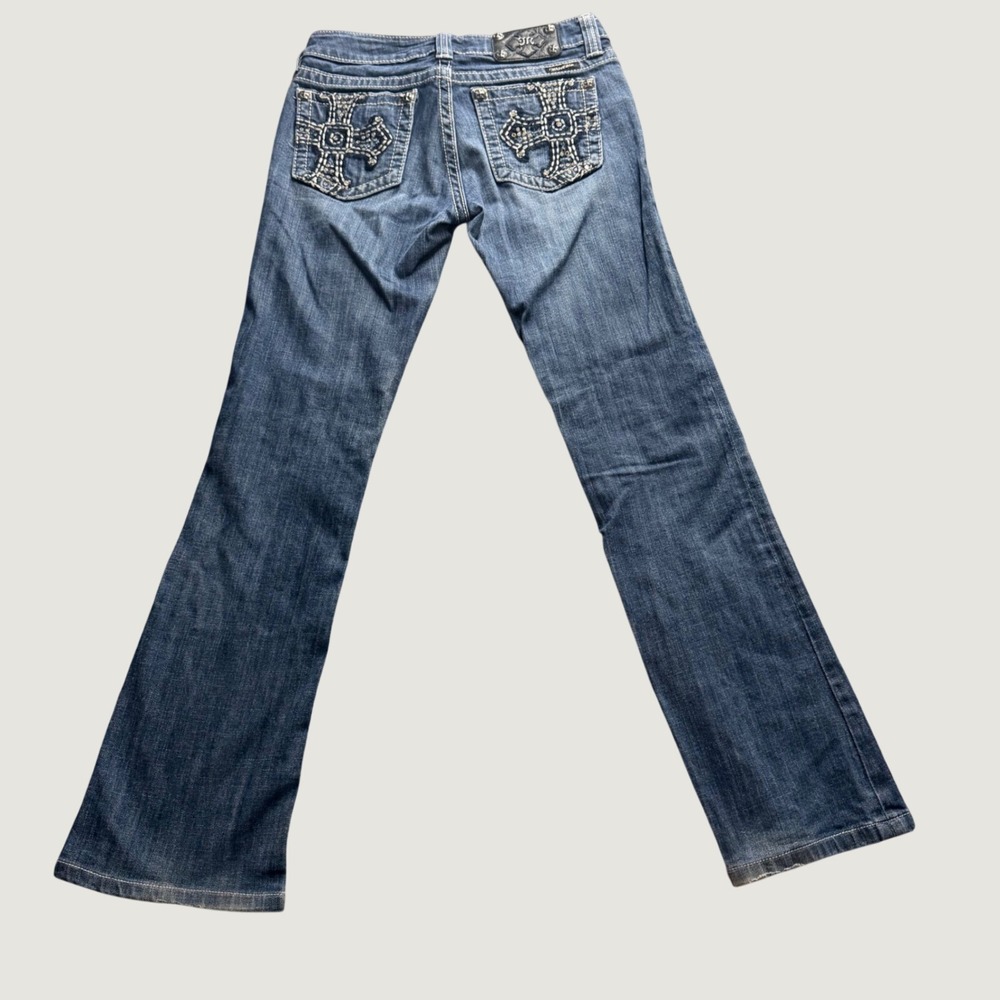 Miss Me Bootcut Jeans Size 28 Rhinestone Cross Embellished JP5009-3 Blue Denim